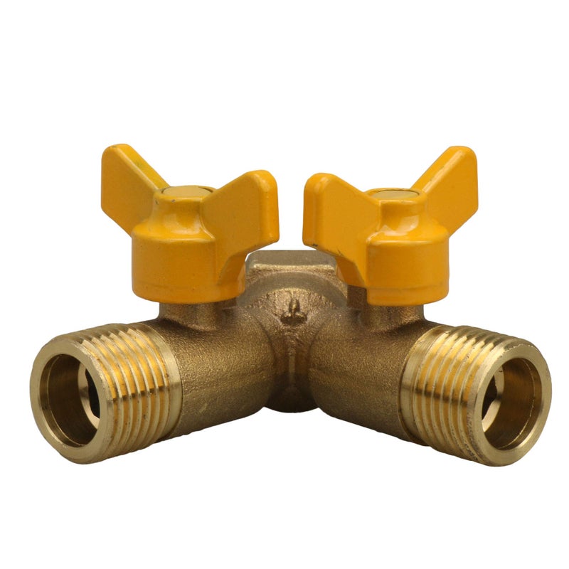 Mxfans 2 Way Natural Gas Splitter Solid Brass Y Shape 601 Steel Shank Gas Single Port Valve Threaded Connector for BBQs and Outdoor Fireplaces - Image 3